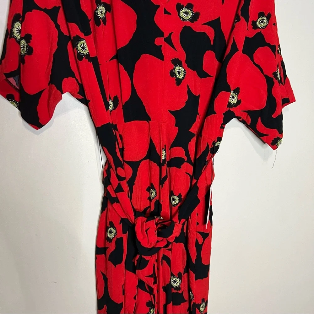 NWT ELOQUII WIDE LEG FLORAL RED JUMPSUIT SIZE 14 - Picture 5 of 12